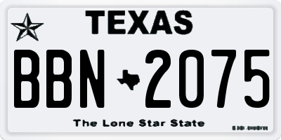 TX license plate BBN2075