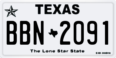 TX license plate BBN2091