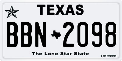 TX license plate BBN2098