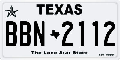 TX license plate BBN2112