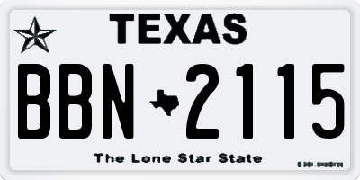 TX license plate BBN2115