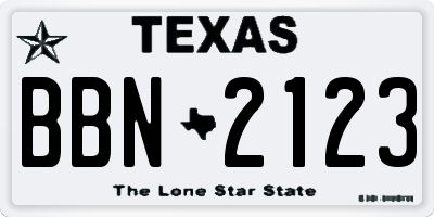 TX license plate BBN2123