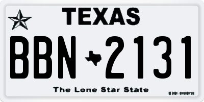 TX license plate BBN2131