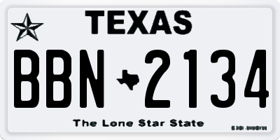 TX license plate BBN2134