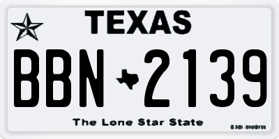 TX license plate BBN2139