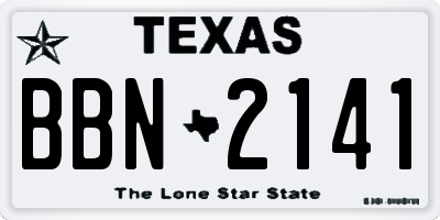 TX license plate BBN2141