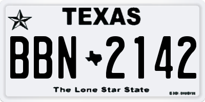 TX license plate BBN2142