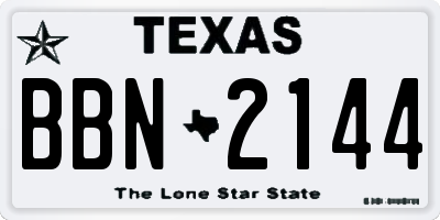 TX license plate BBN2144