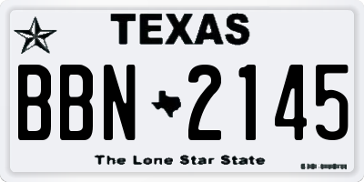 TX license plate BBN2145