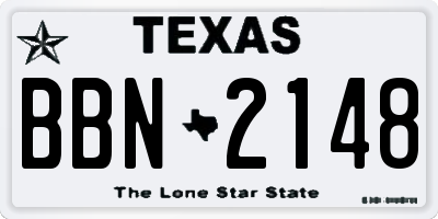 TX license plate BBN2148