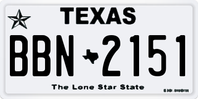 TX license plate BBN2151