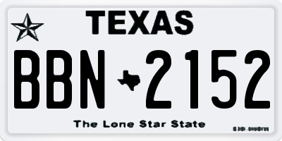 TX license plate BBN2152