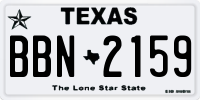 TX license plate BBN2159