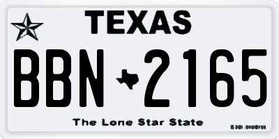 TX license plate BBN2165