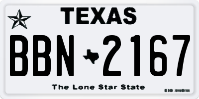 TX license plate BBN2167