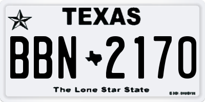 TX license plate BBN2170