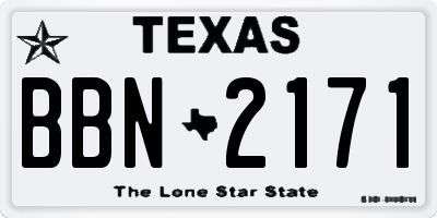 TX license plate BBN2171