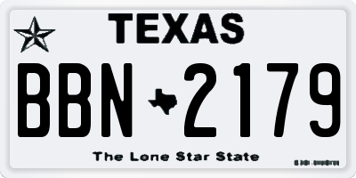 TX license plate BBN2179