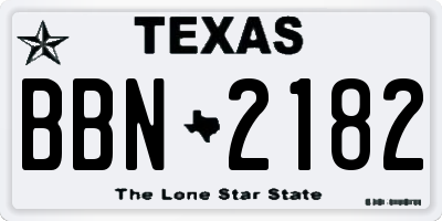 TX license plate BBN2182