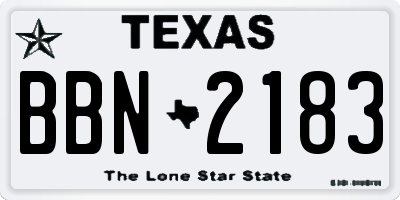 TX license plate BBN2183