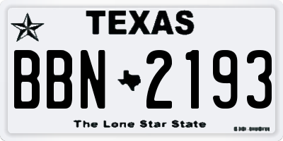 TX license plate BBN2193