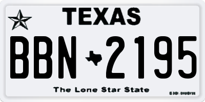 TX license plate BBN2195