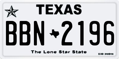 TX license plate BBN2196