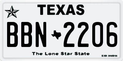TX license plate BBN2206