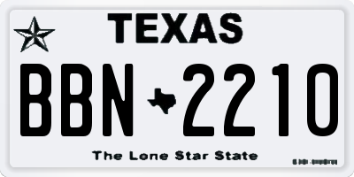 TX license plate BBN2210