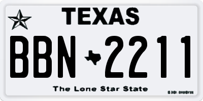 TX license plate BBN2211