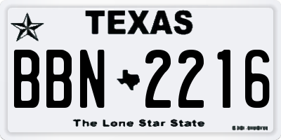 TX license plate BBN2216