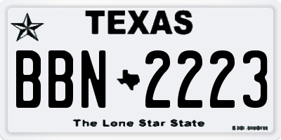 TX license plate BBN2223