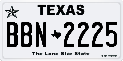 TX license plate BBN2225