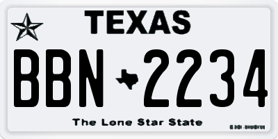 TX license plate BBN2234