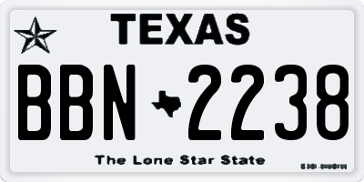 TX license plate BBN2238