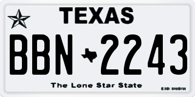 TX license plate BBN2243