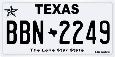 TX license plate BBN2249