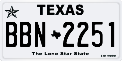 TX license plate BBN2251