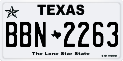 TX license plate BBN2263