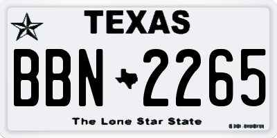 TX license plate BBN2265