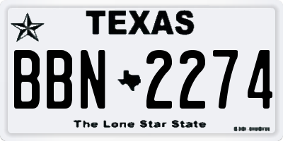 TX license plate BBN2274