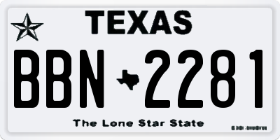 TX license plate BBN2281