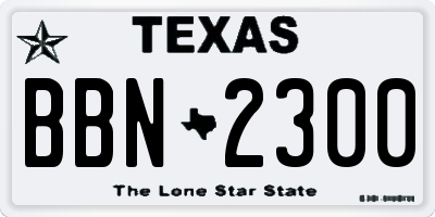 TX license plate BBN2300
