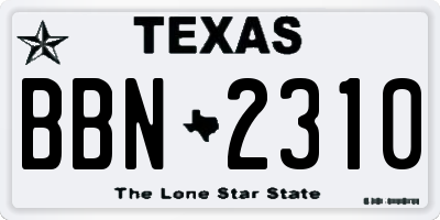 TX license plate BBN2310