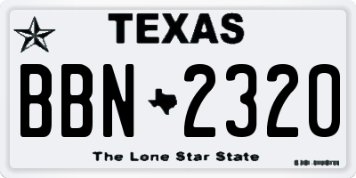 TX license plate BBN2320