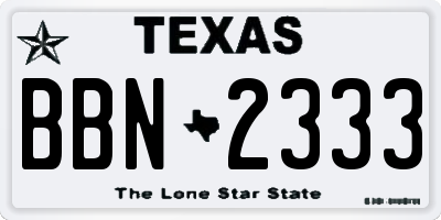 TX license plate BBN2333