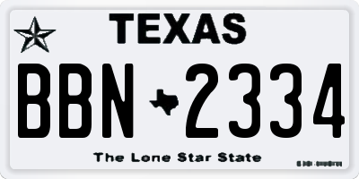 TX license plate BBN2334