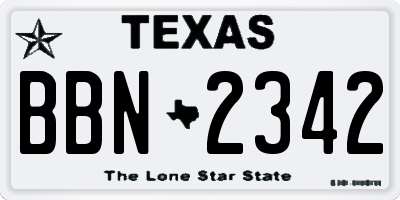 TX license plate BBN2342