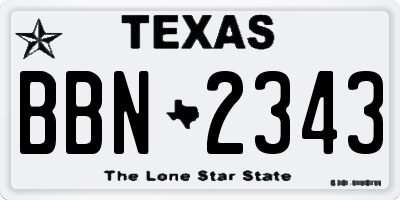TX license plate BBN2343