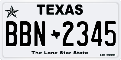 TX license plate BBN2345
